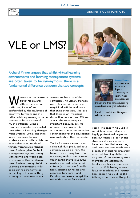 (PDF) VLE or LMS: Taxonomy for Online Learning Environments