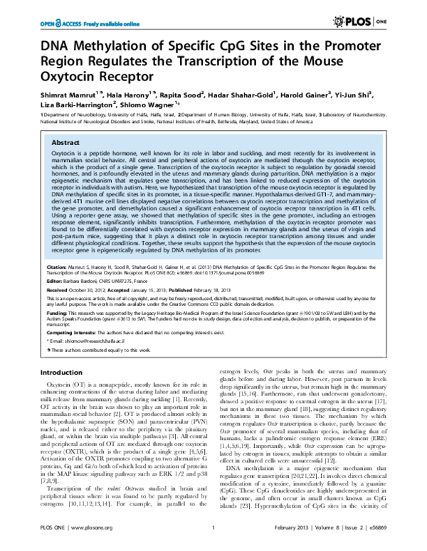 (PDF) DNA methylation of specific CpG sites in the promoter region ...