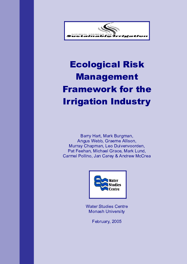 (PDF) Ecological risk management framework for the irrigation industry
