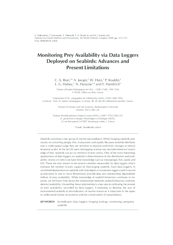 (PDF) Monitoring Prey Availability via Data Loggers Deployed on ...