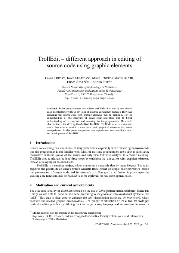 (PDF) TrollEdit–different approach in editing of source code using ...