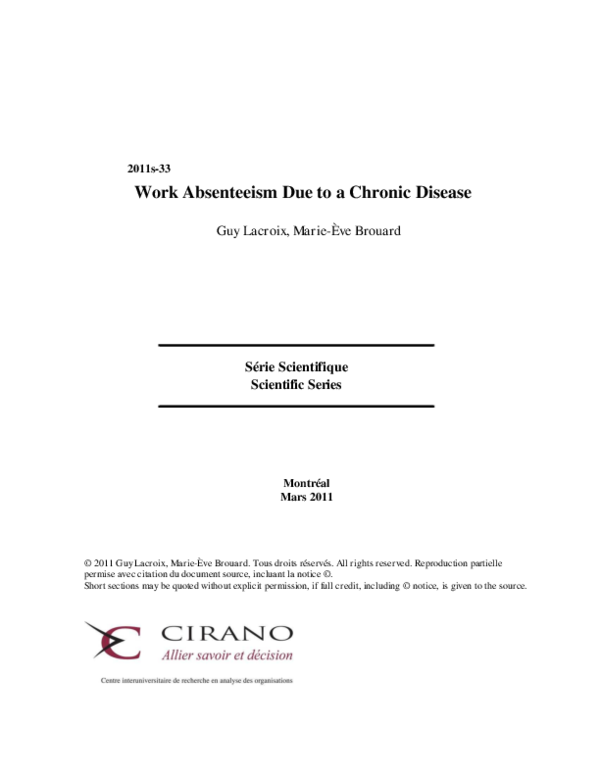 (PDF) Work Absenteeism Due to a Chronic Disease