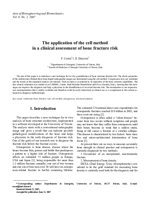 (PDF) The application of the cell method in a clinical assessment of