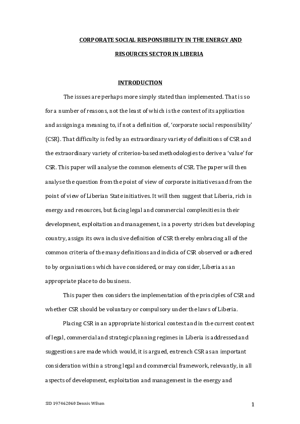 (PDF) CORPORATE SOCIAL RESPONSIBILITY IN THE ENERGY AND RESOURCES ...