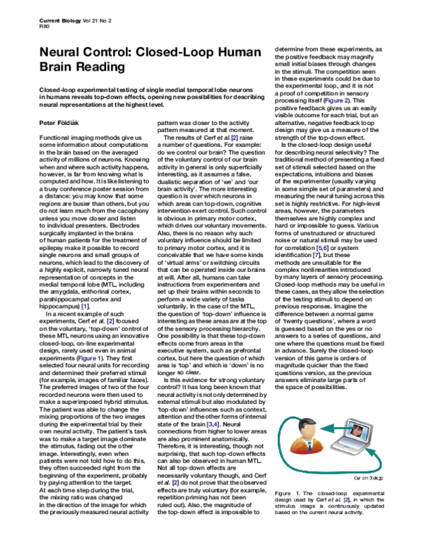 (PDF) Neural Control: Closed-Loop Human Brain Reading