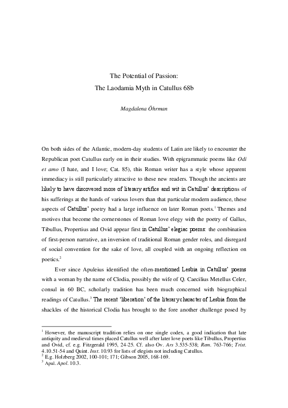 Laodamia critical appreciation picture