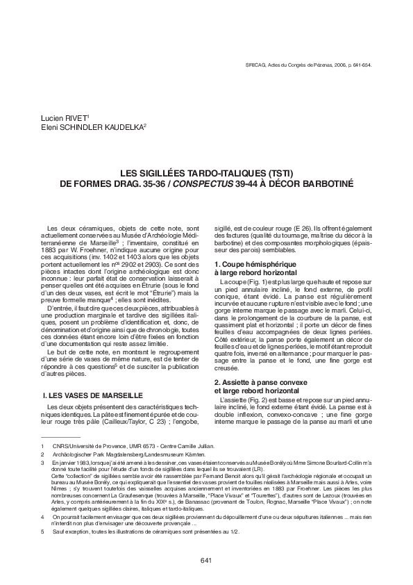 Lucien RIVET Eleni SCHINDLER KAUDELKA, LES SIGILLÉES TARDOITALIQUES