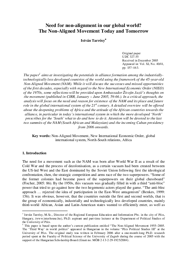 Non aligned movement during cold war picture