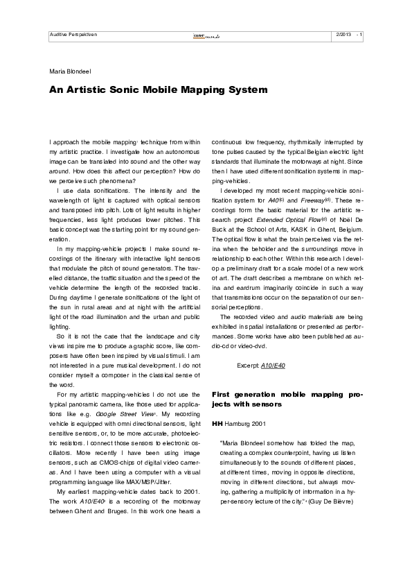 (PDF) An Artistic Sonic Mobile Mapping System
