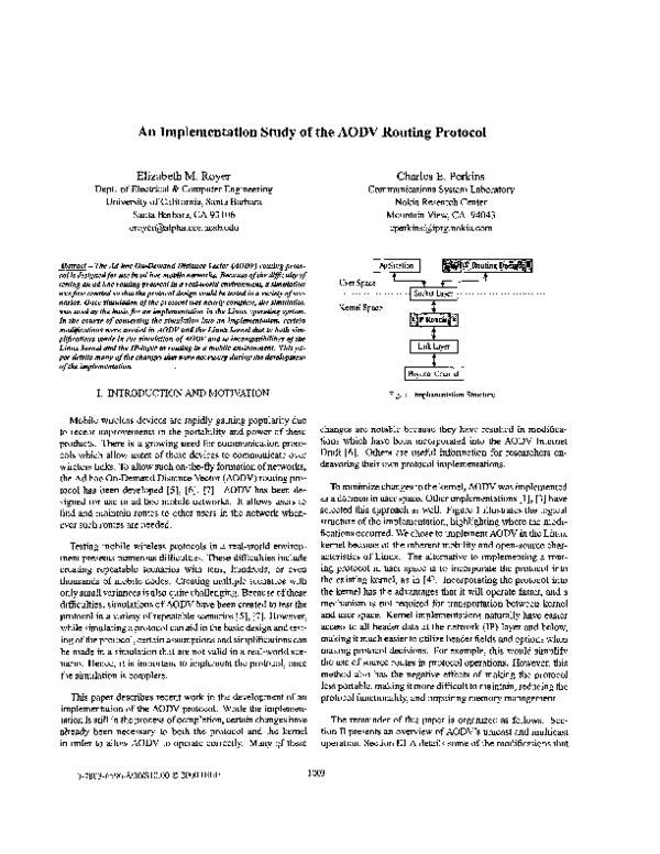 (PDF) An implementation study of the AODV routing protocol