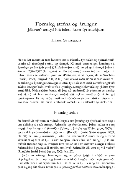 (DOC) Formleg stefna og árangur