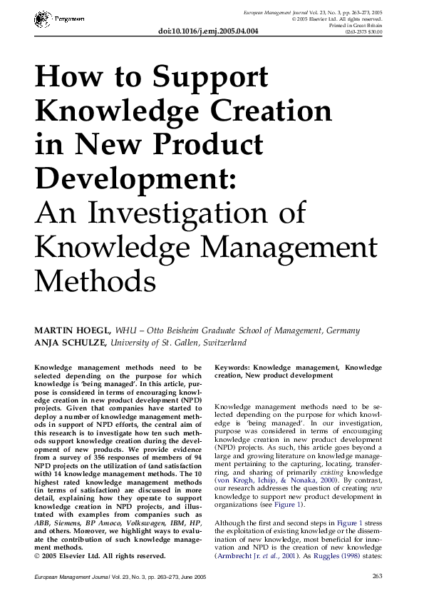 (PDF) How to Support Knowledge Creation in New Product Development:: An ...