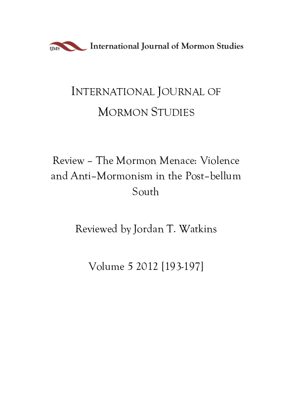 Review of The Mormon Menace: Violence and Anti-Mormonism in the Post-Bellum South, by Patrick Mason