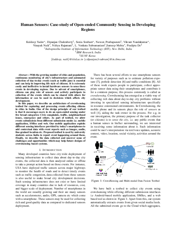 (PDF) Human Sensors: Case-study of Open-ended Community Sensing in ...