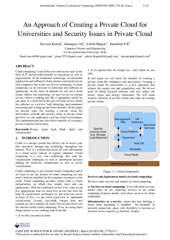 (PDF) An approach of creating a Private Cloud for Universities and ...