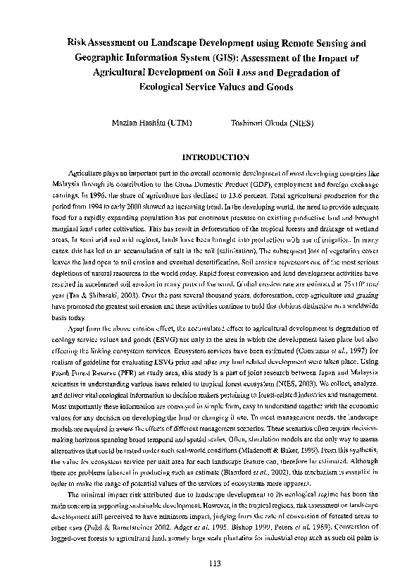 (PDF) Risk Assessment on Landscape Development using Remote Sensing and ...