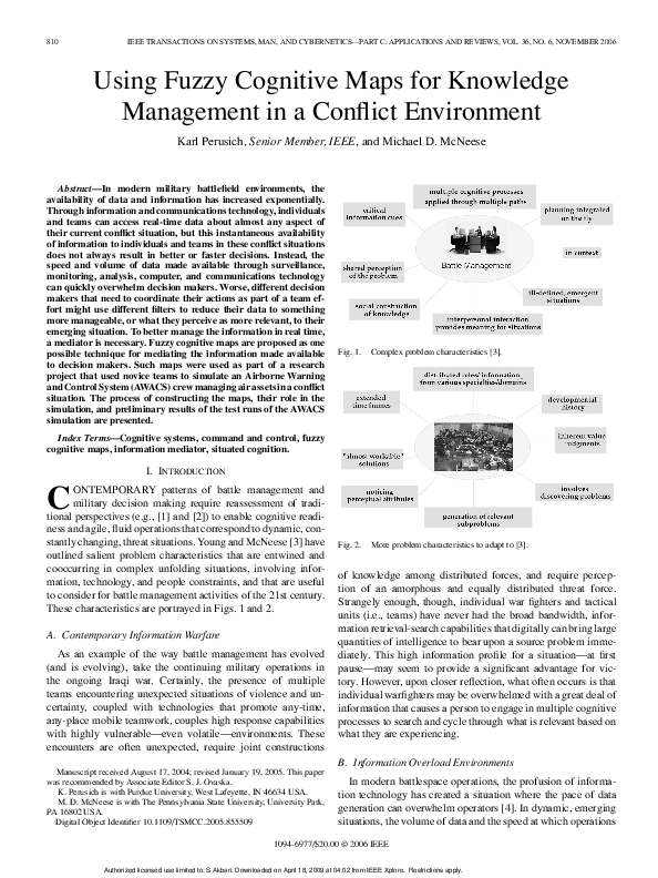 (PDF) Using fuzzy cognitive maps for knowledge management in a conflict ...