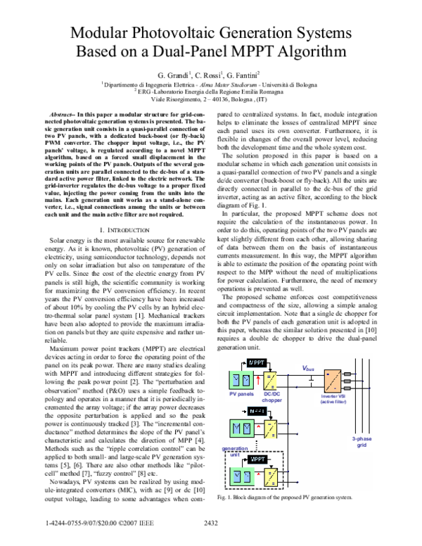 (PDF) Modular Photovoltaic Generation Systems Based on a Dual-Panel ...