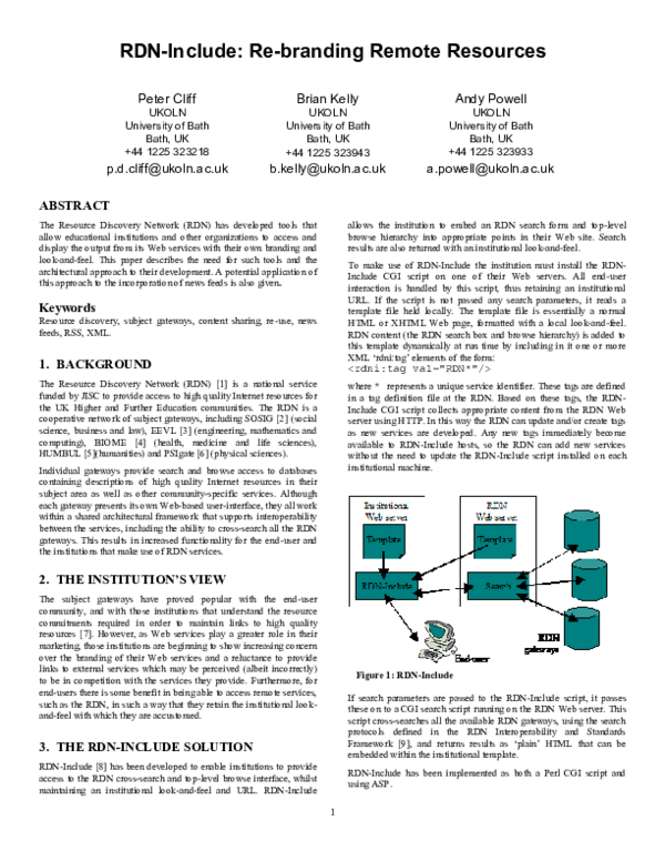 (PDF) RDN-Include: Re-branding Remote Resources
