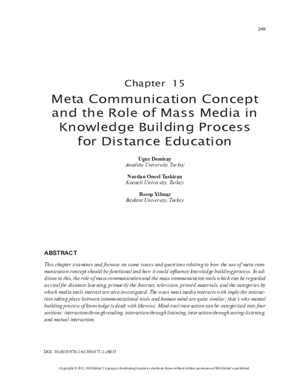 (PDF) Meta Communication Concept and the Role of Mass Media in ...
