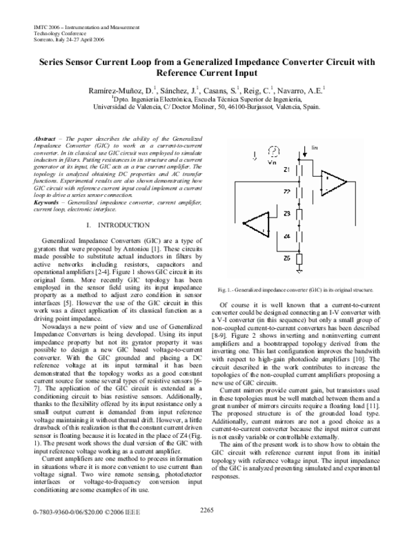 (PDF) Series Sensor Current Loop from a Generalized Impedance Converter ...