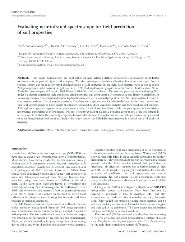 (PDF) Evaluating near infrared spectroscopy for field prediction of ...