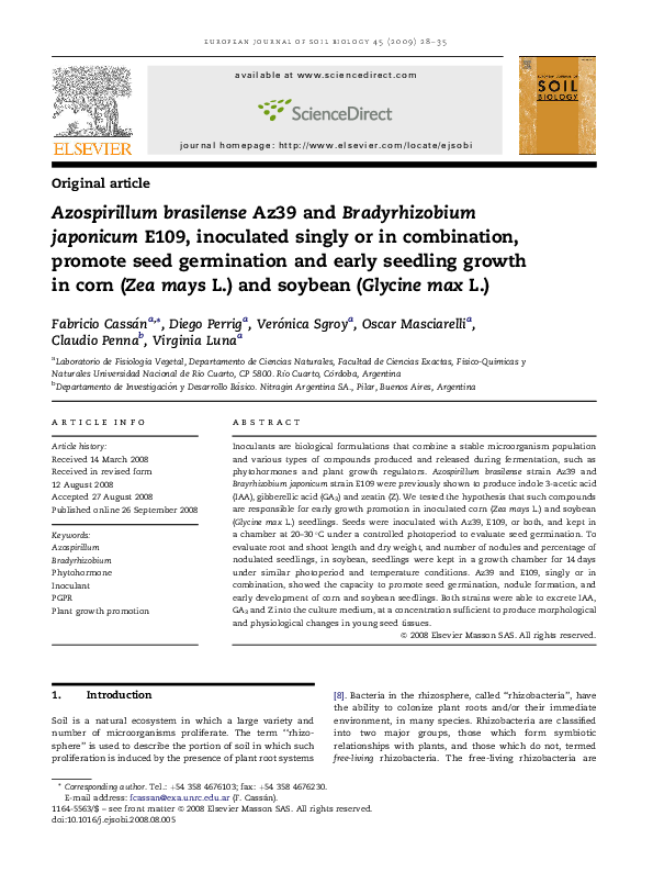 (PDF) Azospirillum brasilense Az39 and Bradyrhizobium japonicum E109 ...