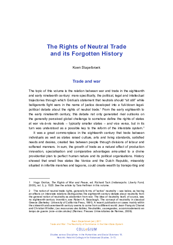 (PDF) The Rights of Neutral Trade and its Forgotten History