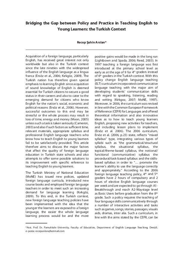 (PDF) Bridging the Gap between Policy and Practice in Teaching English ...