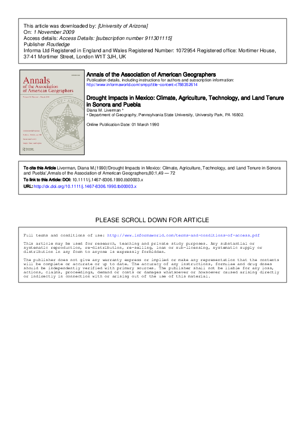 (PDF) Drought and Agriculture in Mexico The case of Sonora and Puebla ...