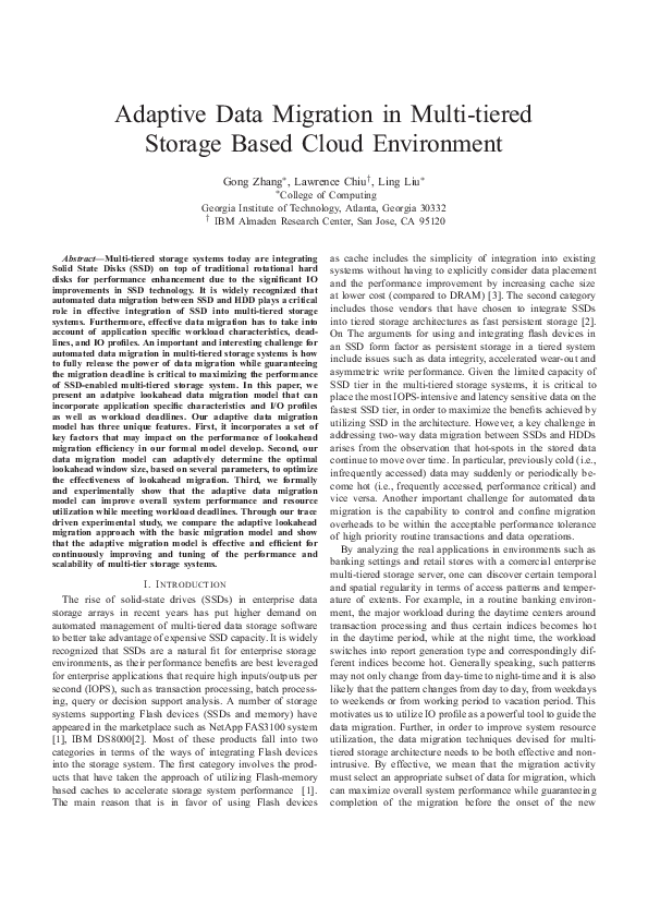 (PDF) Adaptive Data Migration in Multi-tiered Storage Based Cloud ...