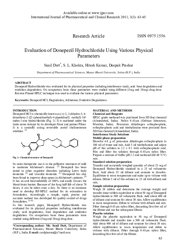 Donepezil hydrochloride essay image
