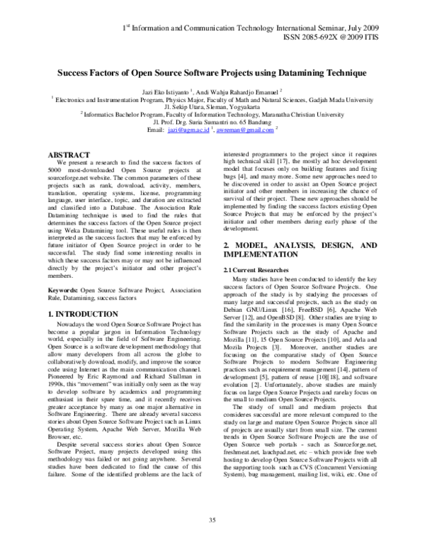 (PDF) Success Factors of Open Source Software Projects using Datamining ...