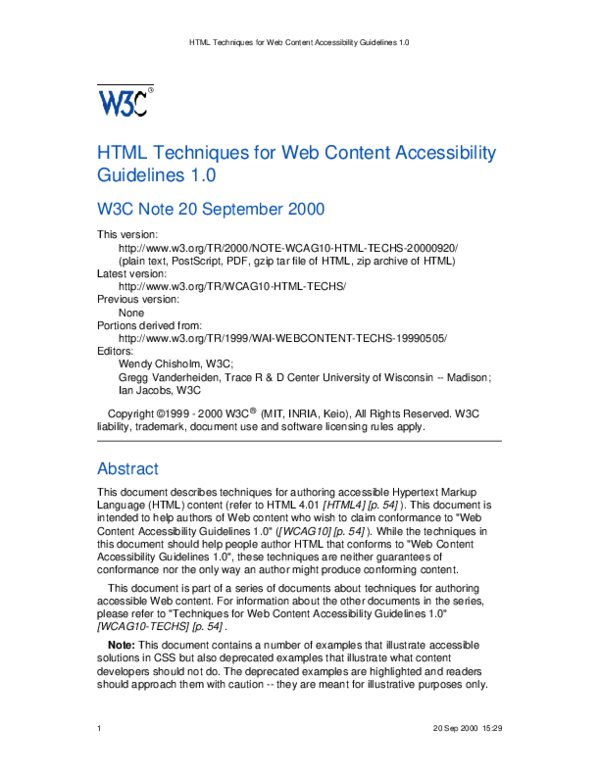 (PDF) HTML Techniques for Web Content Accessibility