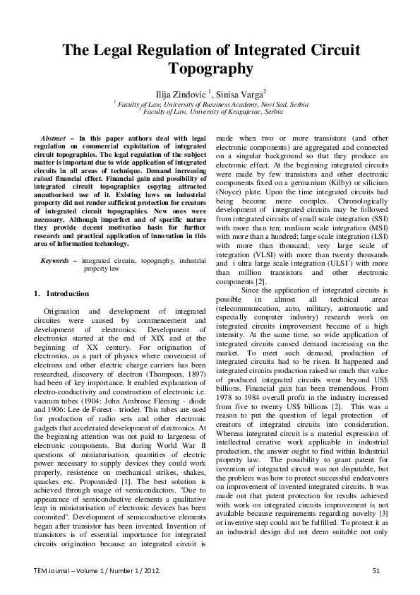 (PDF) The Legal Regulation of Integrated Circuit Topography Tem