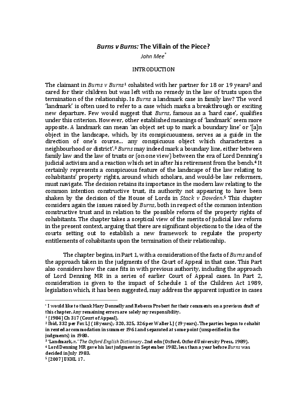 (PDF) Burns v Burns The Villain of the Piece? John Mee Academia.edu