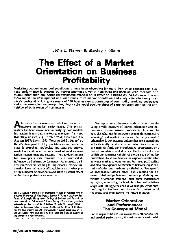 (PDF) The effect of a market orientation on business profitability