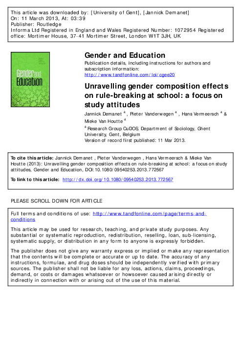 (PDF) Unravelling gender composition effects on rule-breaking at school ...