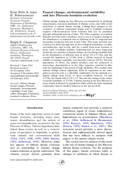 (PDF) Faunal change, environmental variability and late Pliocene ...
