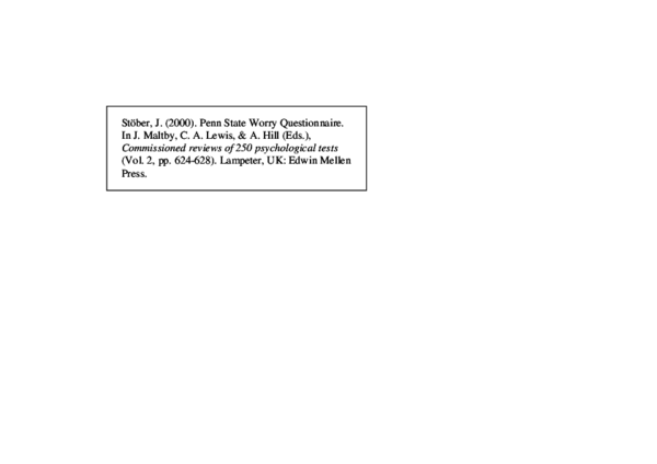 (PDF) Penn State Worry Questionnaire [2000]