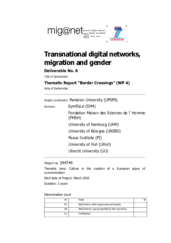 Thematic Report “Border Crossings” (WP 4), MIG@NET, Vassilis Tsianos, Brigitta Kuster