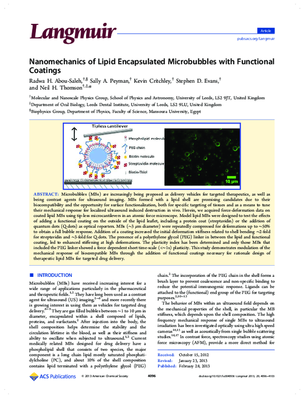 (PDF) Nanomechanics of Lipid Encapsulated Microbubbles with Functional ...