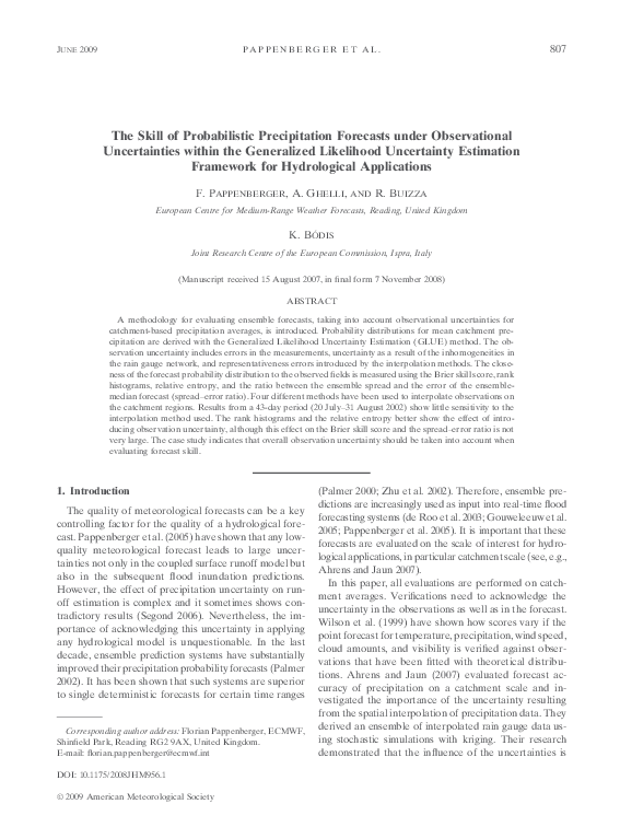 (PDF) The Skill of Probabilistic Precipitation Forecasts under ...