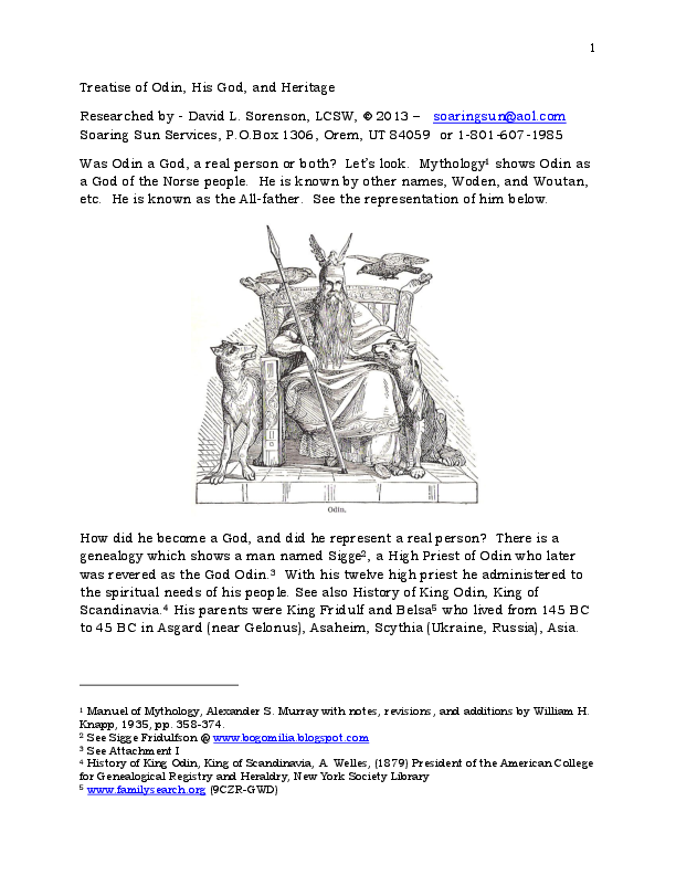 (DOC) Treatise of Odin, His God, and Heritage (Descendants and Genealogy)