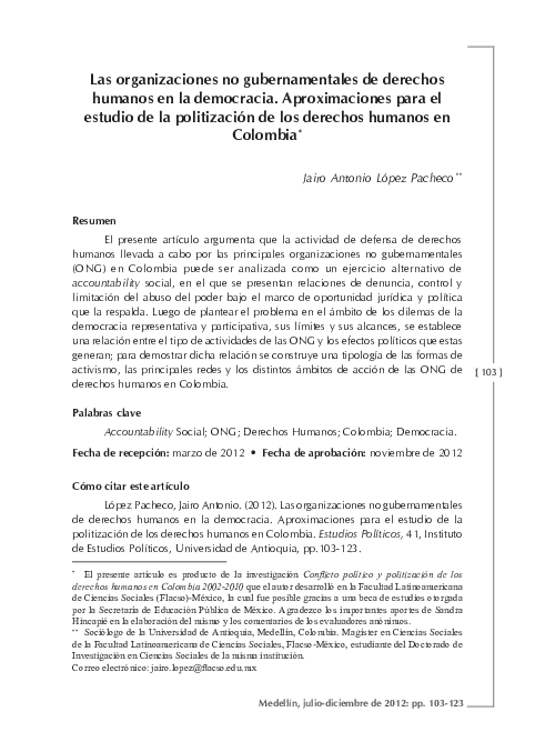 (PDF) Las organizaciones no gubernamentales de derechos humanos en la ...