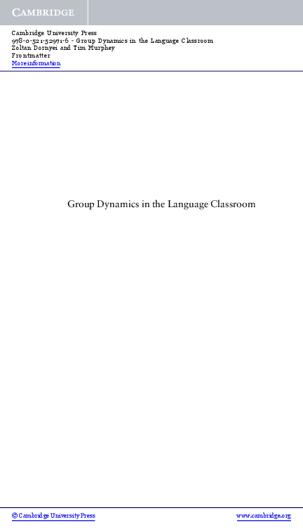 Pdf Group Dynamics In The Language Classroom