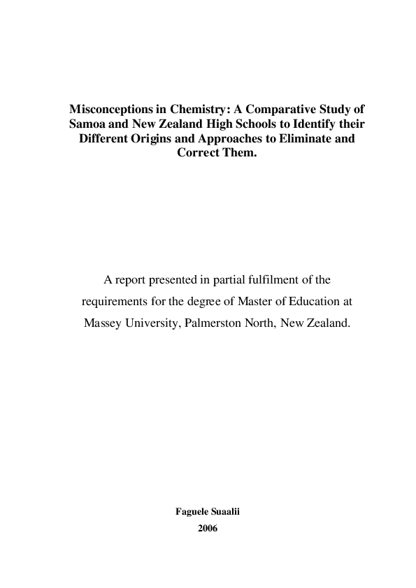 (PDF) Misconceptions in Chemistry: A Comparative Study of Samoa and New ...