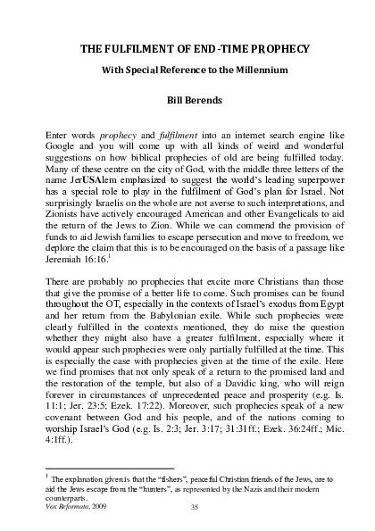 THE FULFILMENT OF END-TIME PROPHECY