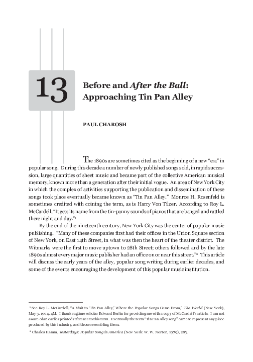 (PDF) Before and After the Ball, Approaching Tin Pan Alley Paul
