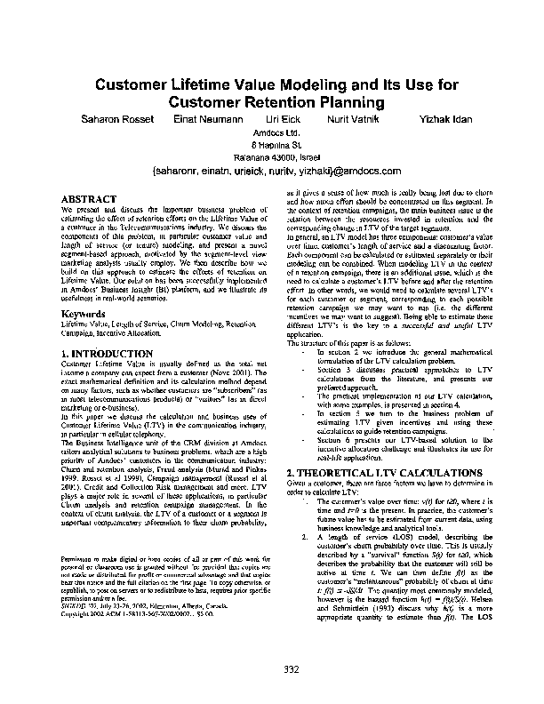 (PDF) Customer lifetime value modeling and its use for customer ...